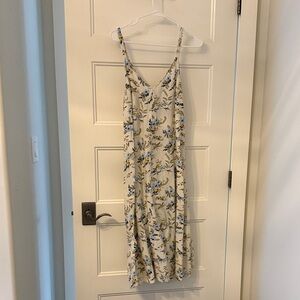 Elegant Floral Midi Dress with Spaghetti Straps